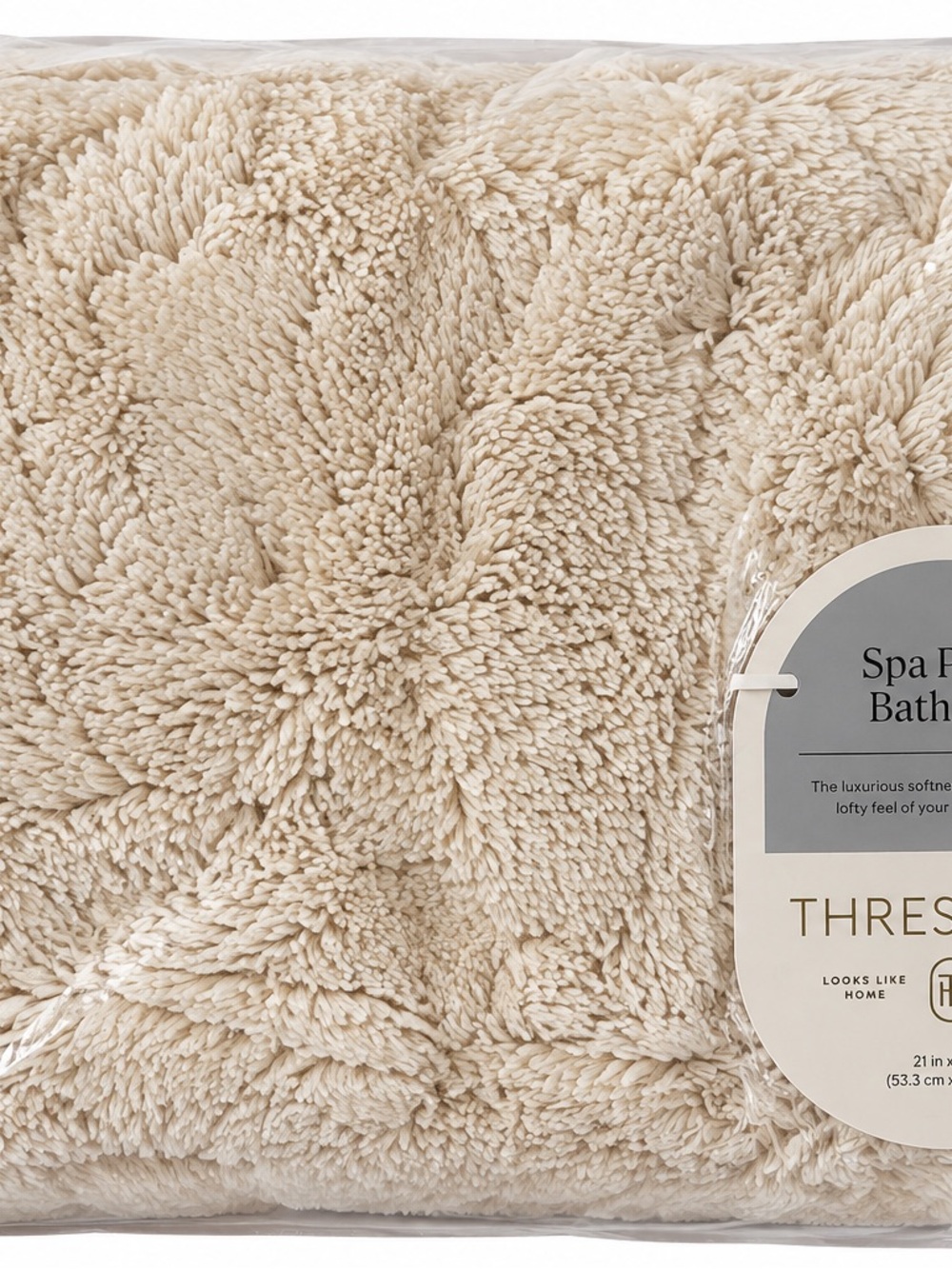 Threshold Spa Plush Bath Rug 21x34 Beige Cream NEW